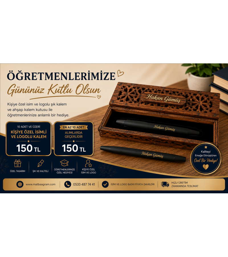 öğretmene özel ahşap şık kutusunda kalem öğretmene özel ahşap şık kutusunda kalem