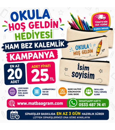 Okula hoşgeldin hediyesi Bez Kalemlik Okula hoşgeldin hediyesi Bez Kalemlik