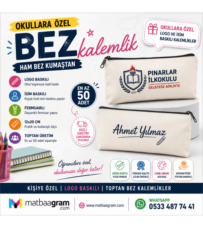 Eğitim Kurumları İçin Promosyon Bez Kalemlik Eğitim Kurumları İçin Promosyon Bez Kalemlik