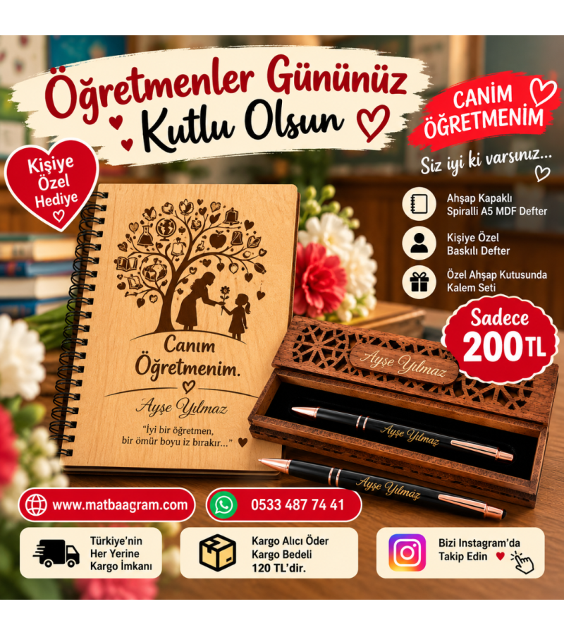 Öğretmene Hediye Defter Kalem seti Öğretmene Hediye Defter Kalem seti