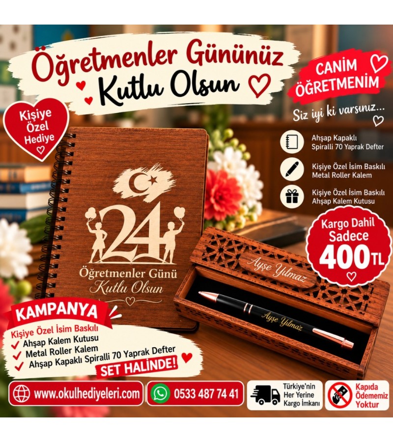 ÖĞRETMENLER GÜNÜ DEFTER KALEM SETİ 3