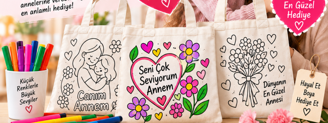 Anneler günü Boyama Bez Çanta