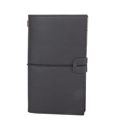 KUĞULU SİYAH TARİHSİZ DEFTER (11,5X20 CM)