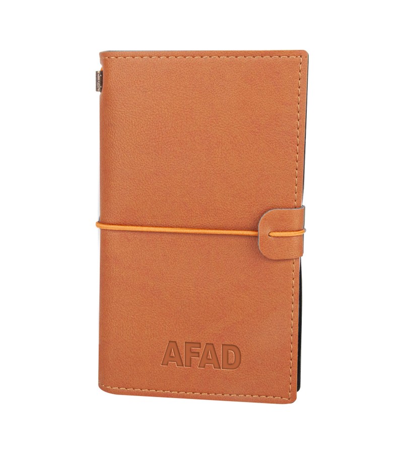 KUĞULU KAHVERENGİ TARİHSİZ DEFTER (11,5X20 CM)