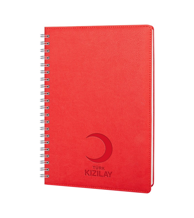 PLEVNE KIRMIZI KARELİ TARİHSİZ SPİRALLİ DEFTER (20x28 CM)