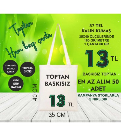 Toptan boş ham bez çanta