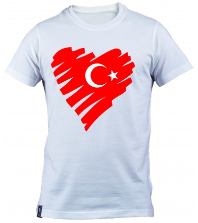 Kalpli Türk Bayraklı Baskılı Etkinlik T shirtleri Kalpli Türk Bayraklı Baskılı Etkinlik T shirtleri