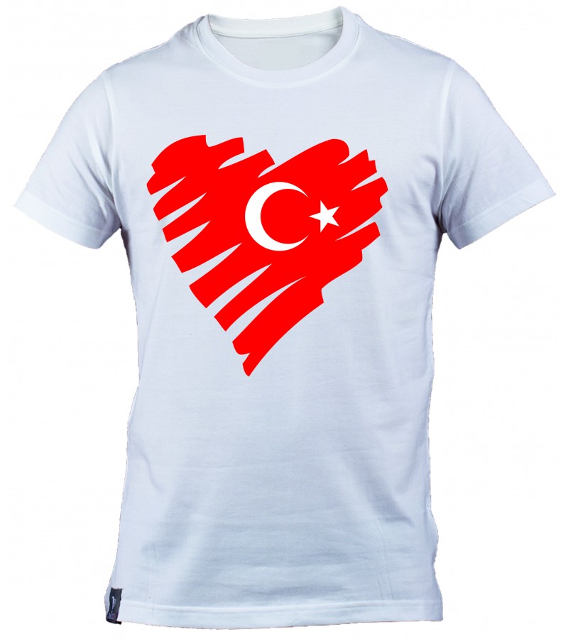 Kalpli Türk Bayraklı Baskılı Etkinlik T shirtleri