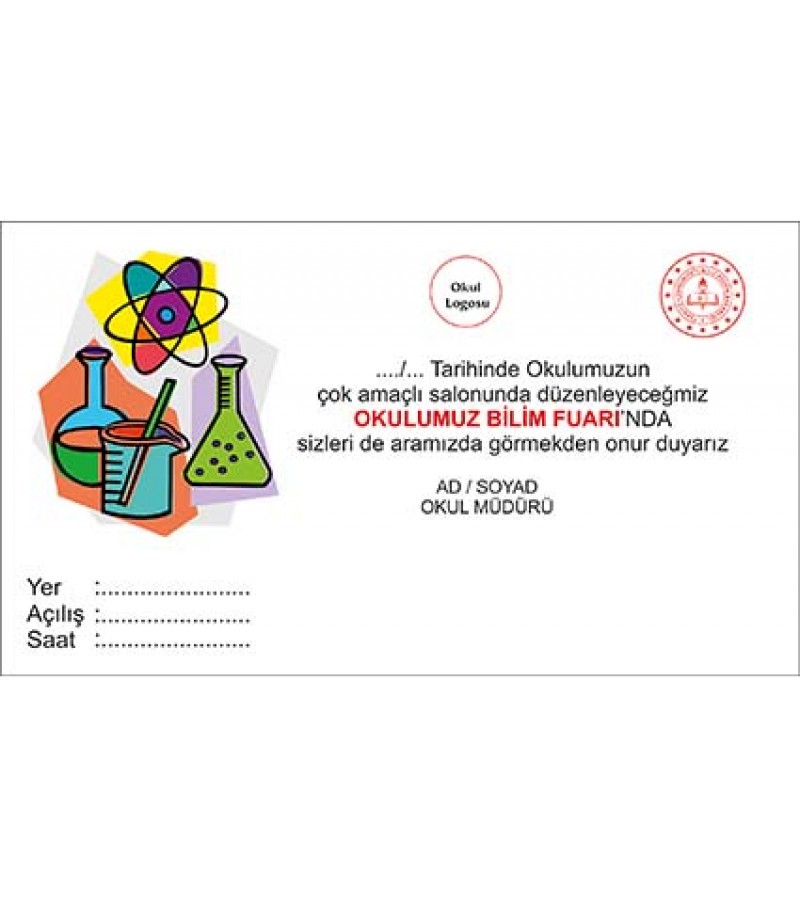 Bilim Fuarı Açılış Davetiye modelleri