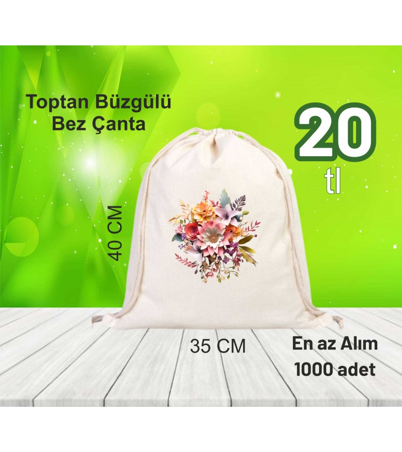 İpli Büzgülü ham bez çanta İpli Büzgülü ham bez çanta