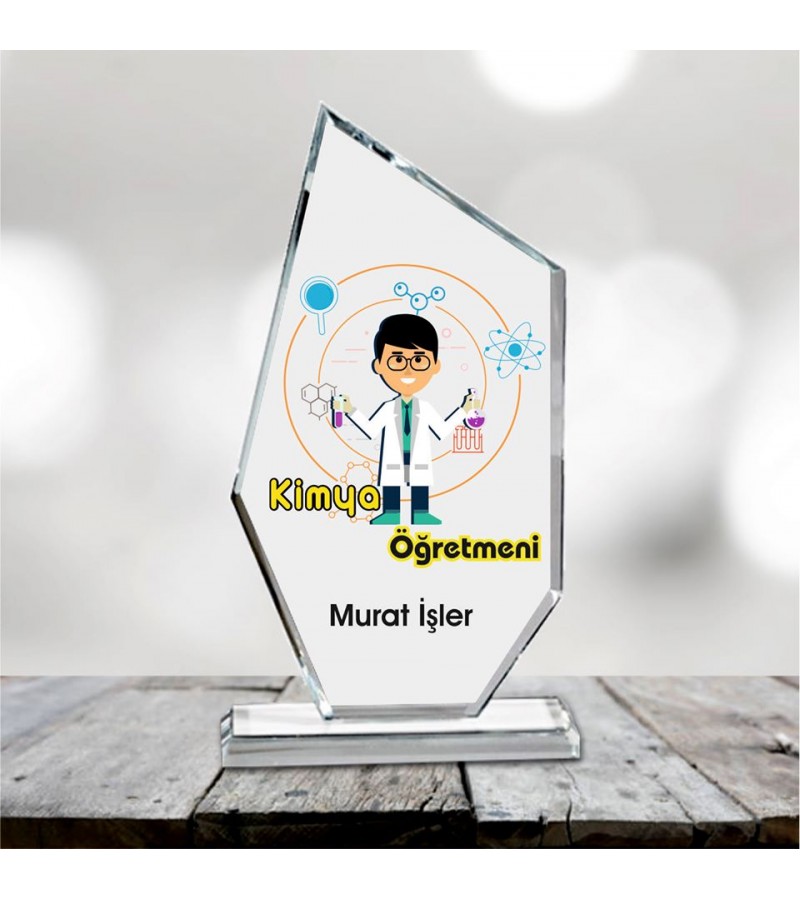 Kimya Öğretmenine Hediye Kristal plaket
