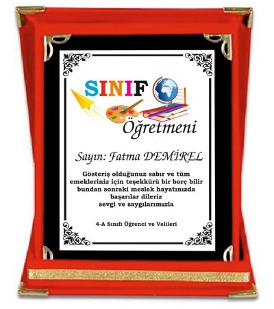 Sınıf Öğretmenine Ödül Plaketleri