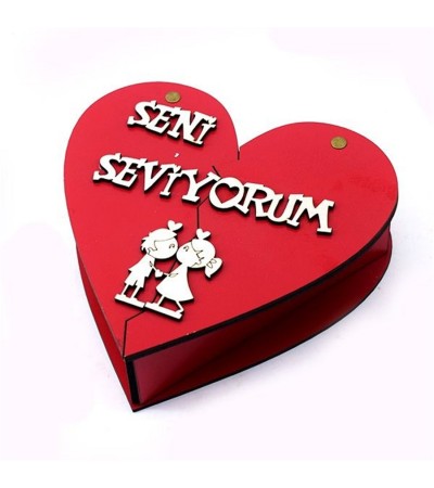 Kırmızı Kalpli Seni Seviyorum Ahşap hediye Kutusu Kırmızı Kalpli Seni Seviyorum Ahşap hediye Kutusu
